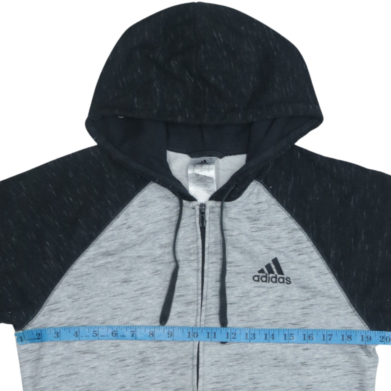 Adidas Mens Grey Black Full Zip Hoodie Small Regular Fit