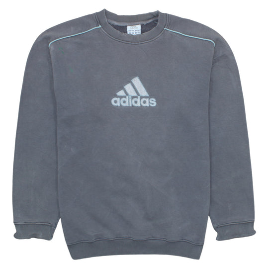 Adidas Mens Grey Sweatshirt L Crew Neck Pullover Logo Sportswear
