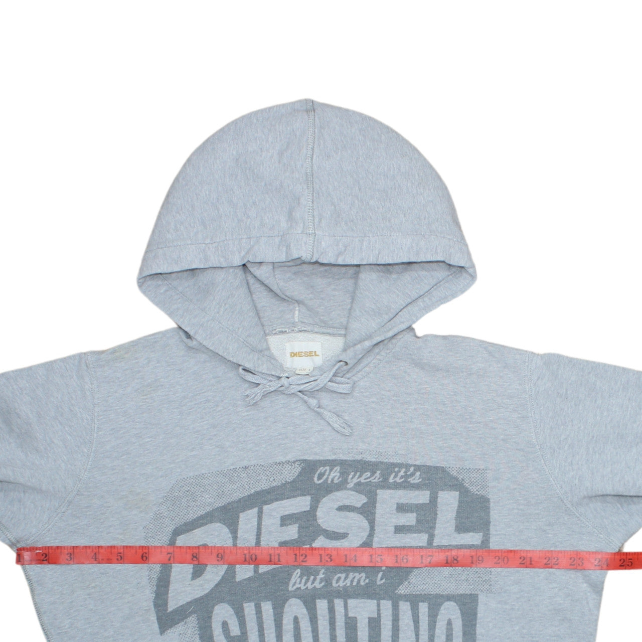 Diesel Men Grey Pullover Hoodie Size L Graphic Print Logo