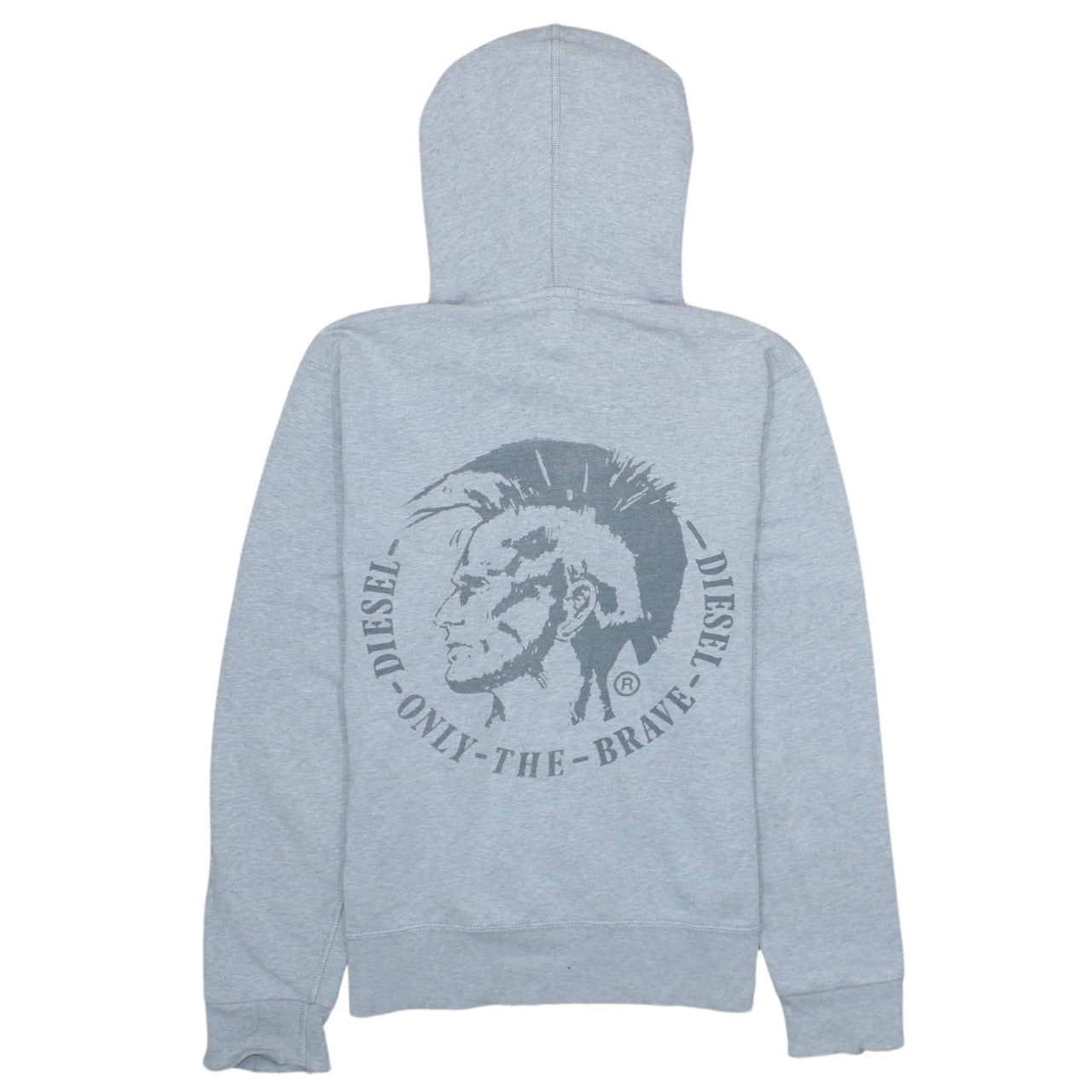 Diesel Men Grey Pullover Hoodie Size L Graphic Print Logo