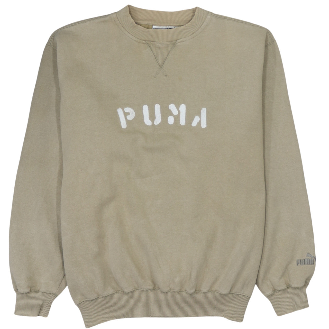Puma Mens Beige 2XL Pullover Sweatshirt Crew Neck Logo Graphic