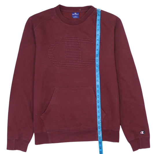 Champion Men’s Red Pullover Sweatshirt Large Logo Crew Neck