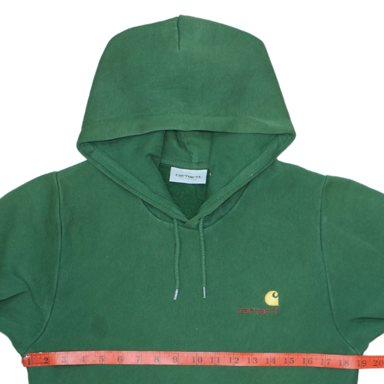 Carhartt WIP Men’s Green Pullover Hoodie XS Regular Fit Logo Fleece