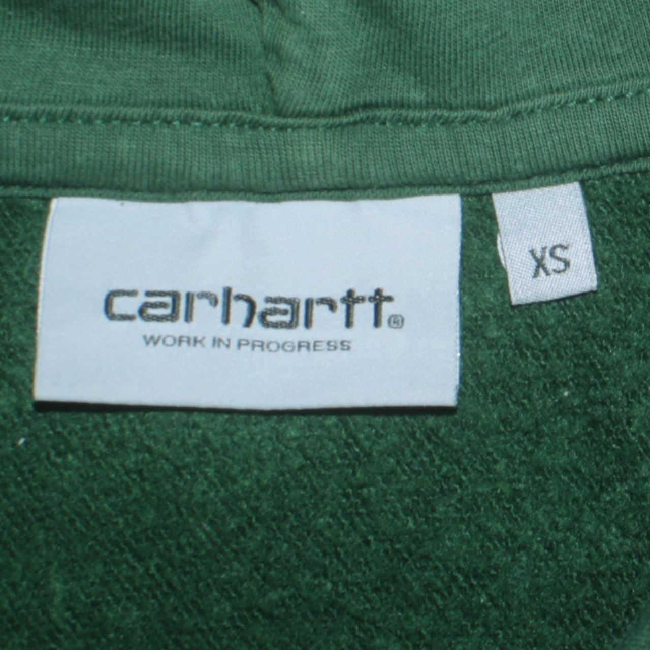 Carhartt WIP Men’s Green Pullover Hoodie XS Regular Fit Logo Fleece