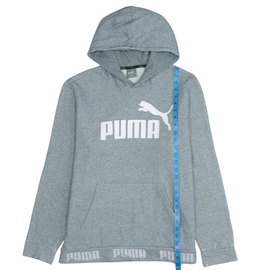 Puma Mens Grey Pullover Hoodie Size L Logo Print Sportswear
