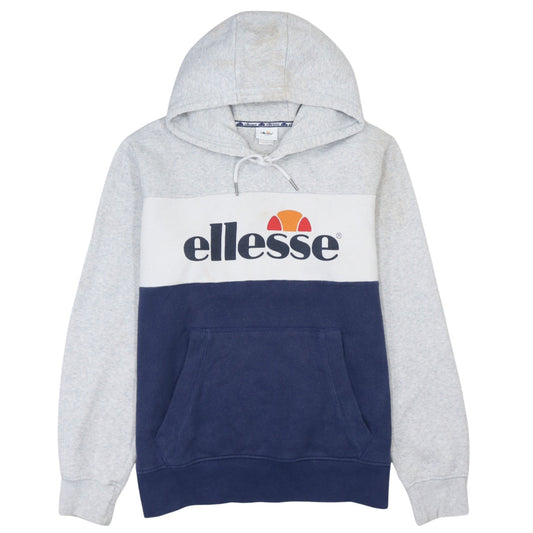 Ellesse Men’s Grey Blue Pullover Hoodie L Retro Logo Sportswear