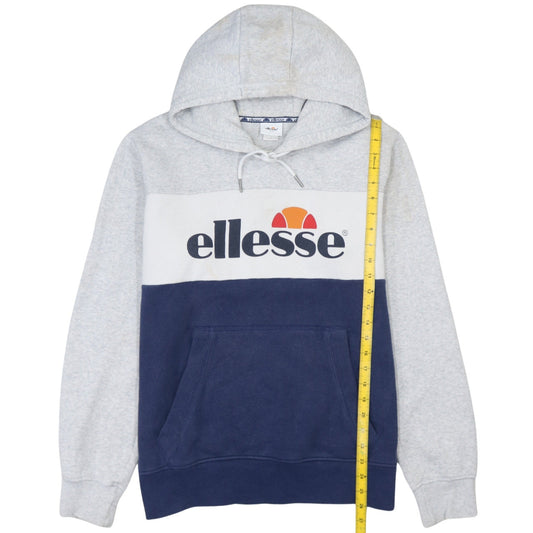Ellesse Men’s Grey Blue Pullover Hoodie L Retro Logo Sportswear
