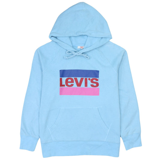 Levi's Women Blue XS Pullover Hoodie Graphic Logo Raglan Sleeve