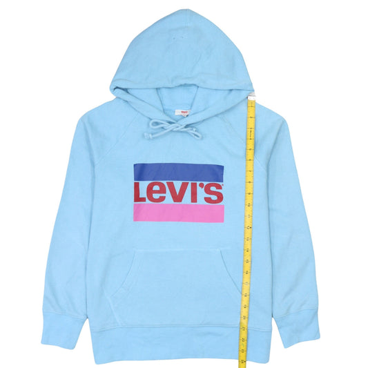 Levi's Women Blue XS Pullover Hoodie Graphic Logo Raglan Sleeve