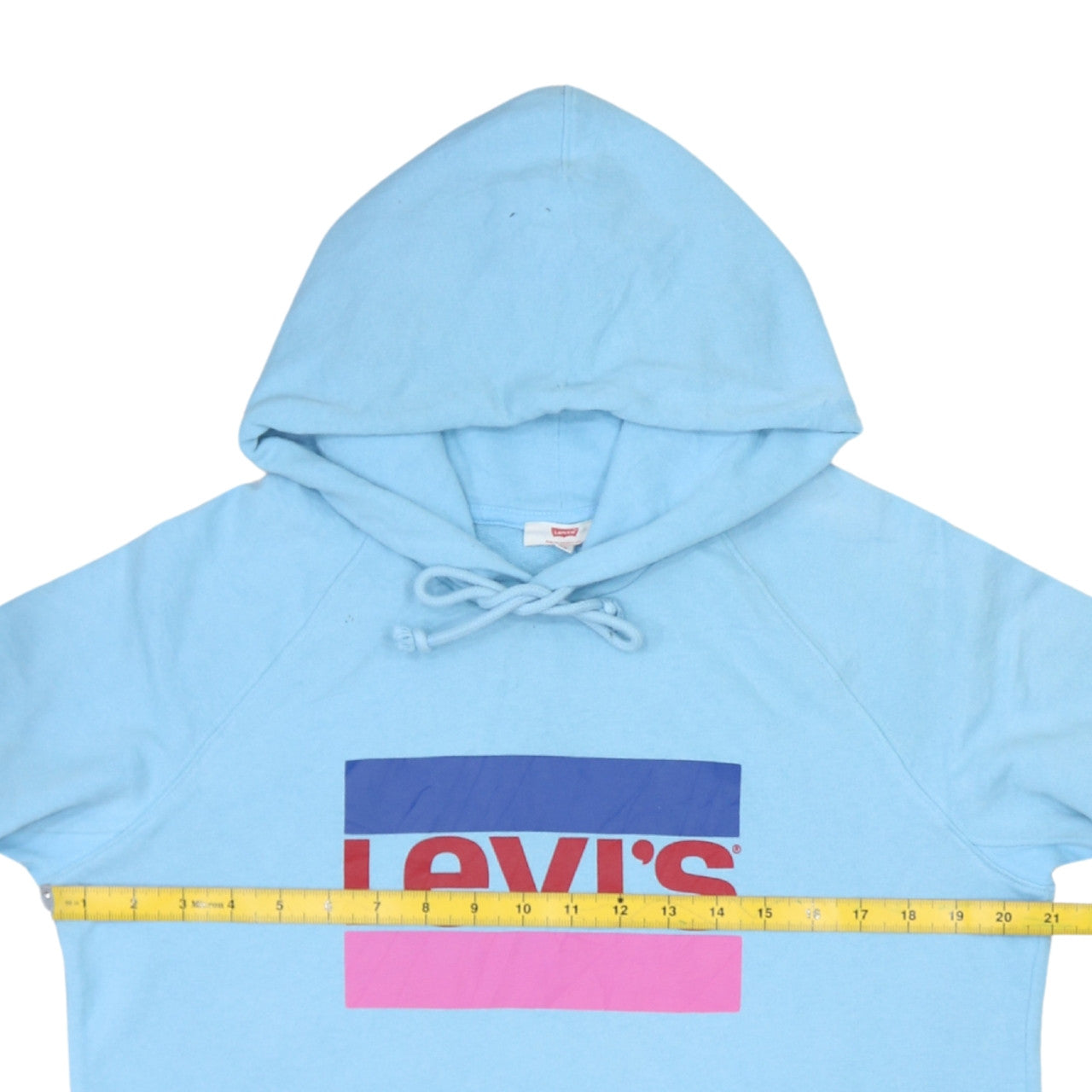Levi's Women Blue XS Pullover Hoodie Graphic Logo Raglan Sleeve