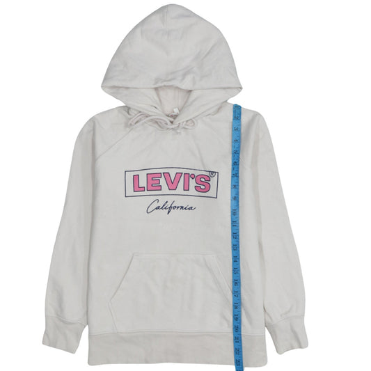 Levi's Women's White XS Pullover Hoodie Logo Print Raglan