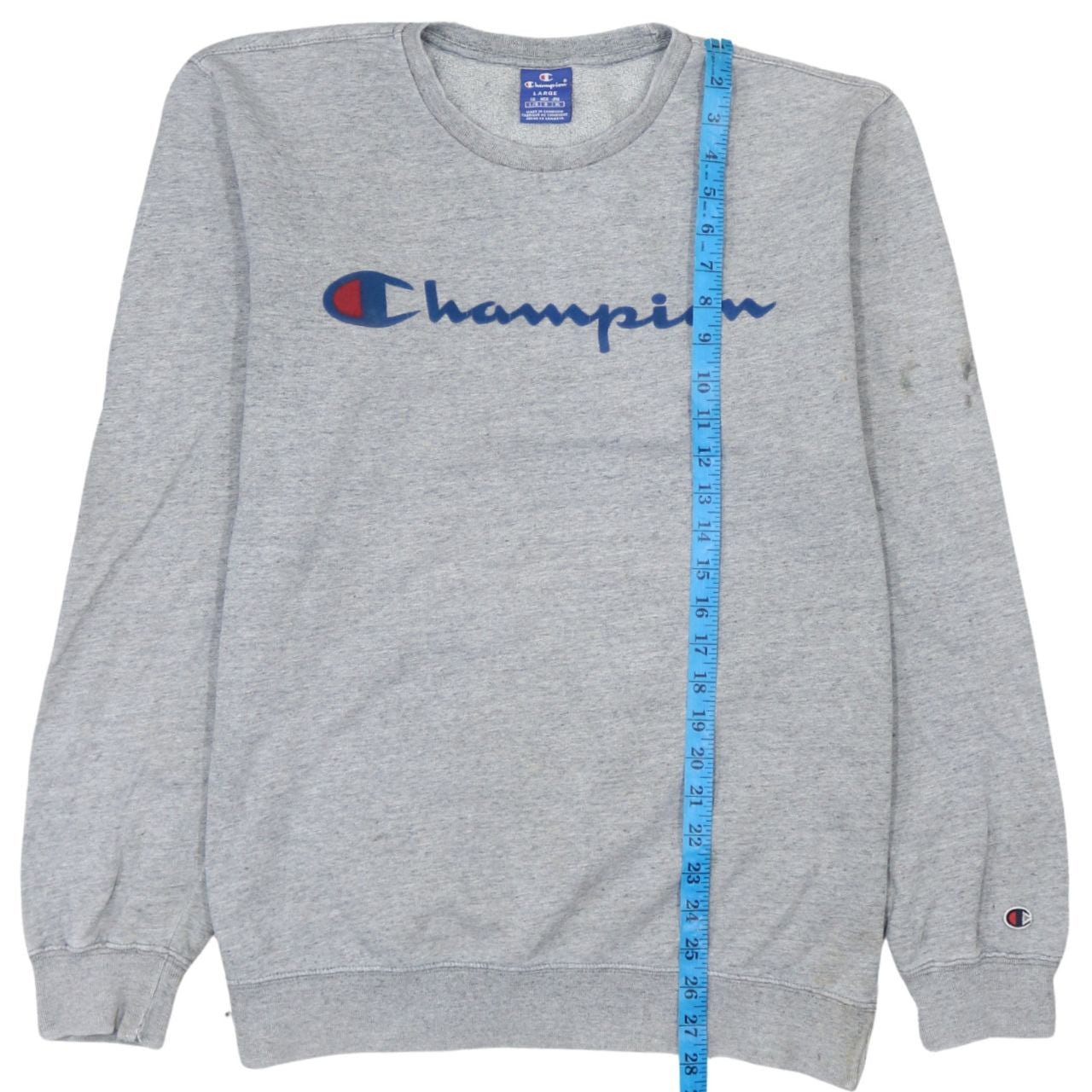 Champion Men’s Grey Pullover Sweatshirt L Logo Print Cotton