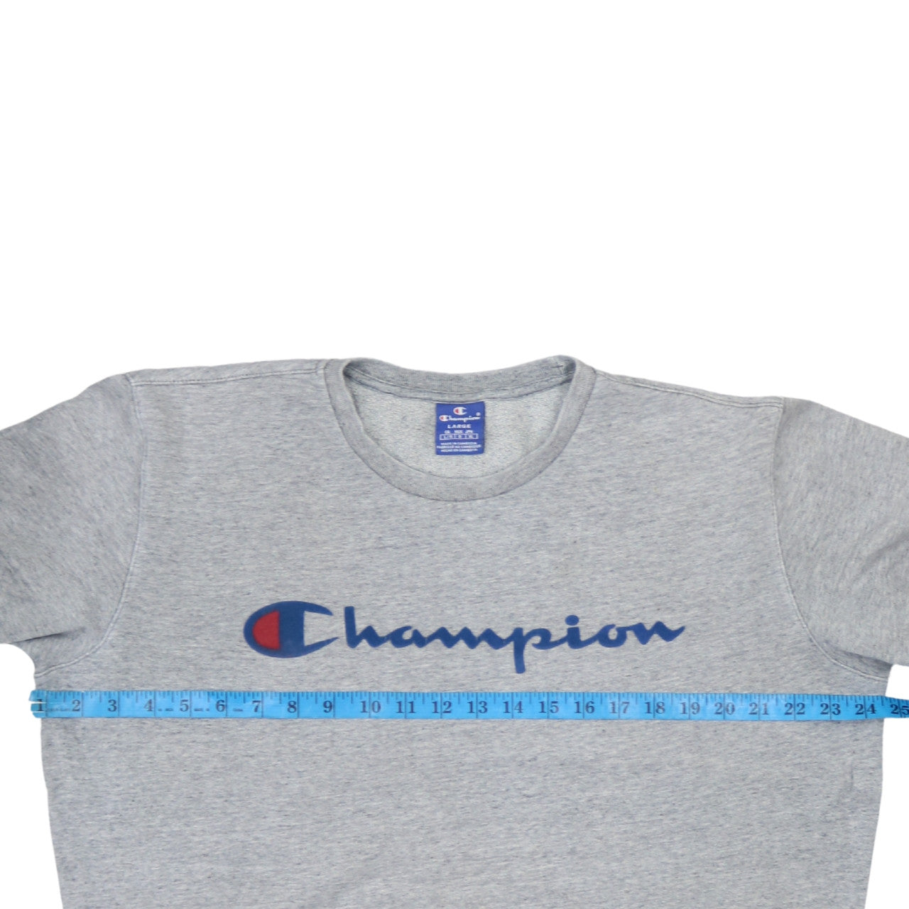 Champion Men’s Grey Pullover Sweatshirt L Logo Print Cotton
