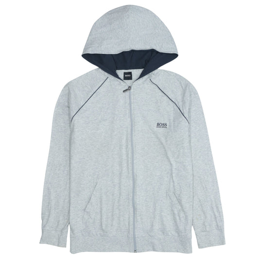Hugo Boss Mens Grey Full Zip Hoodie Jacket L Logo Lightweight