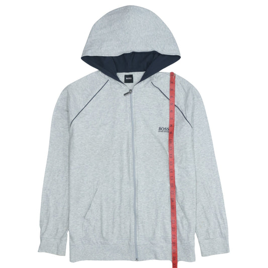 Hugo Boss Mens Grey Full Zip Hoodie Jacket L Logo Lightweight