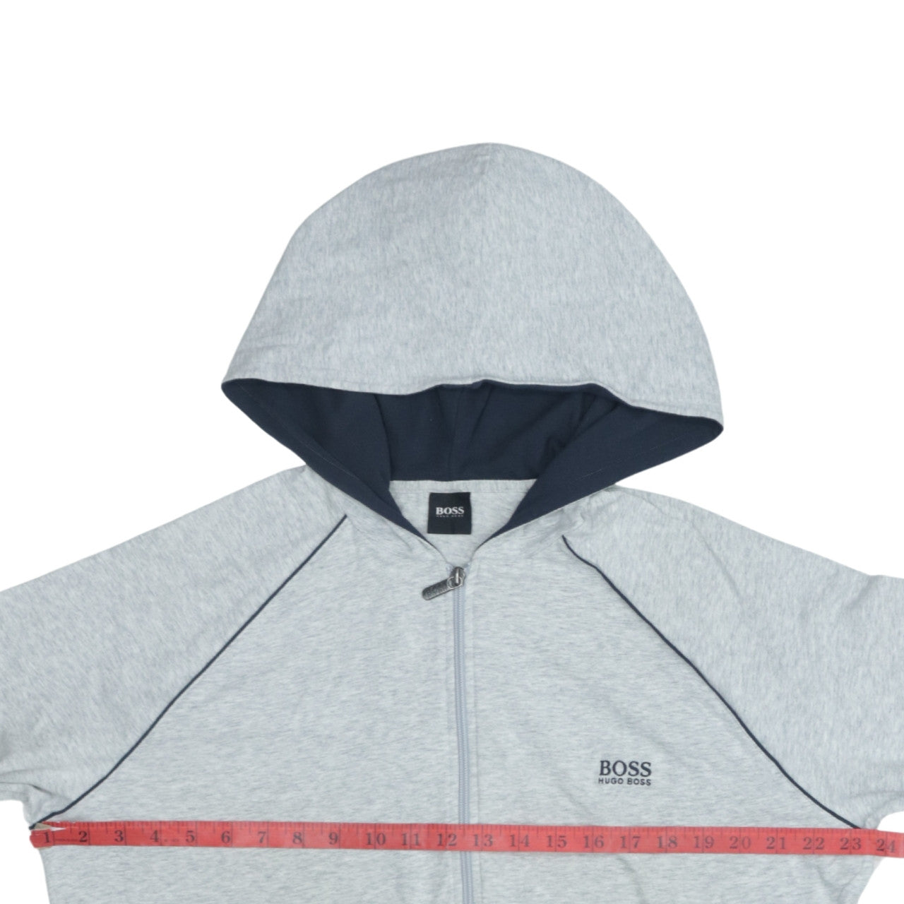 Hugo Boss Mens Grey Full Zip Hoodie Jacket L Logo Lightweight