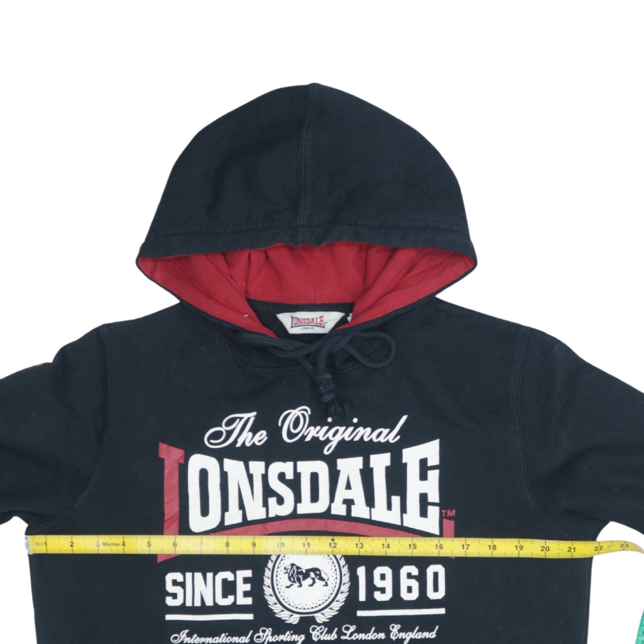 Lonsdale Men's Black Pullover Hoodie S Graphic Logo Sportswear