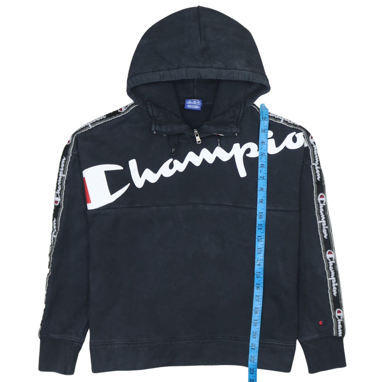 Champion Mens Black XS Pullover Hoodie Logo Graphic Cotton