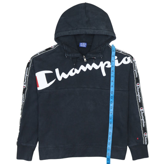 Champion Mens Black XS Pullover Hoodie Logo Graphic Cotton