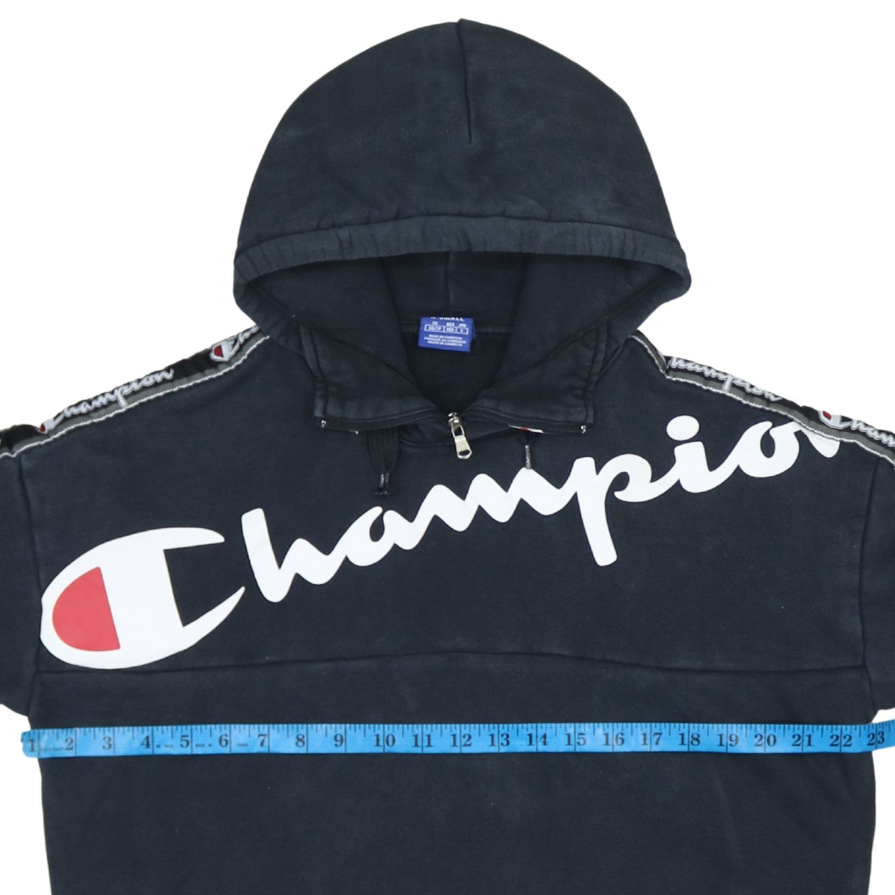 Champion Mens Black XS Pullover Hoodie Logo Graphic Cotton
