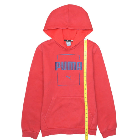 Puma Boys Red Pullover Hoodie 13-14 Years Regular Fit Fleece Logo