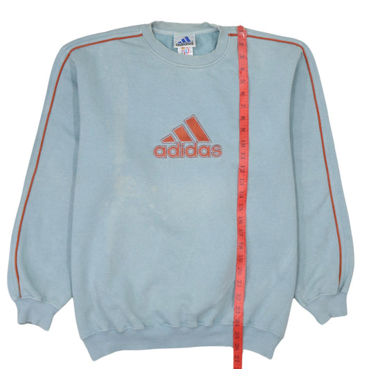 Adidas Mens Blue Small Crew Neck Pullover Sweatshirt Logo Tennis