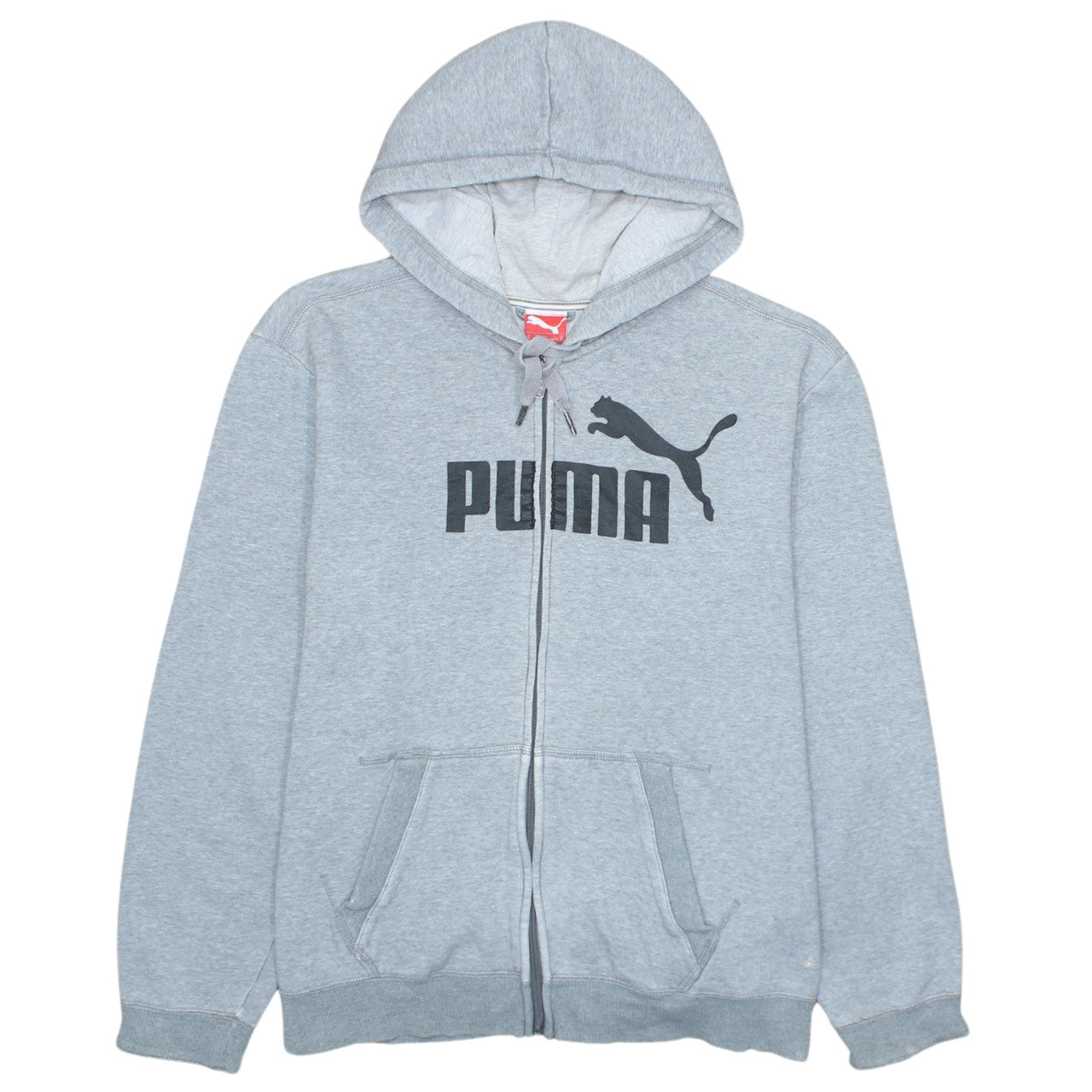 Puma Mens Grey XL Full Zip Hoodie Sports Logo Sweatshirt