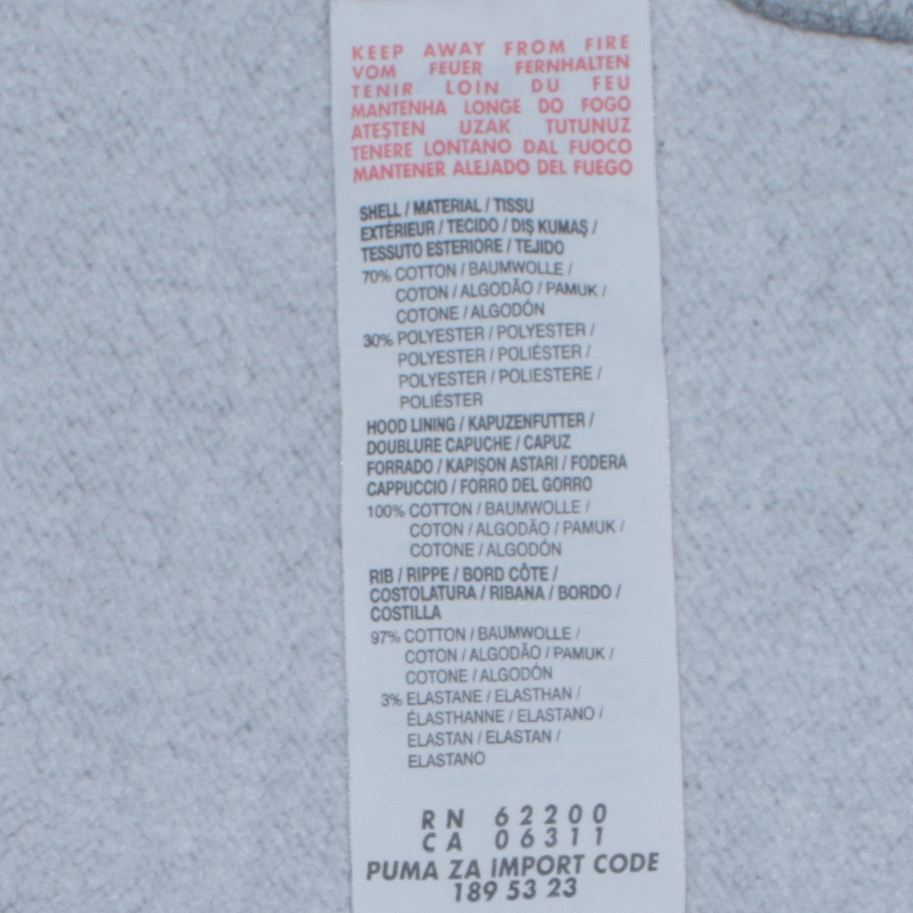 Puma Mens Grey XL Full Zip Hoodie Sports Logo Sweatshirt