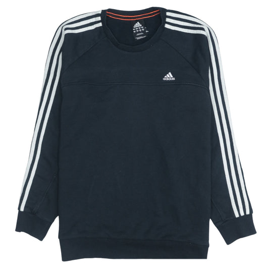Adidas Mens Black L Sweatshirt Pullover Striped Logo Sportswear