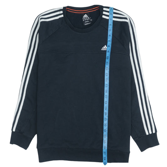 Adidas Mens Black L Sweatshirt Pullover Striped Logo Sportswear