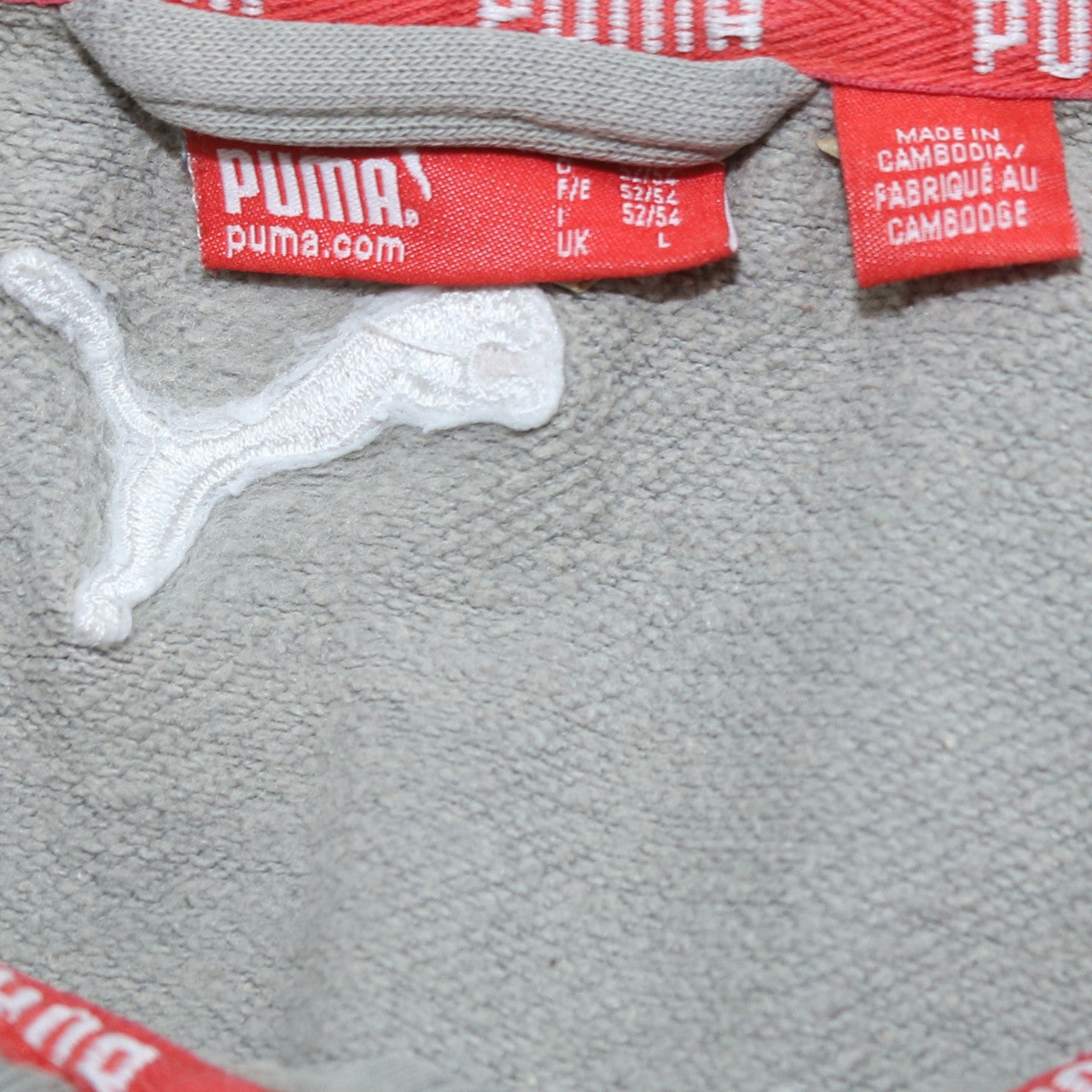 Puma Men’s Grey Full Zip Sweatshirt Jacket L Sports Logo