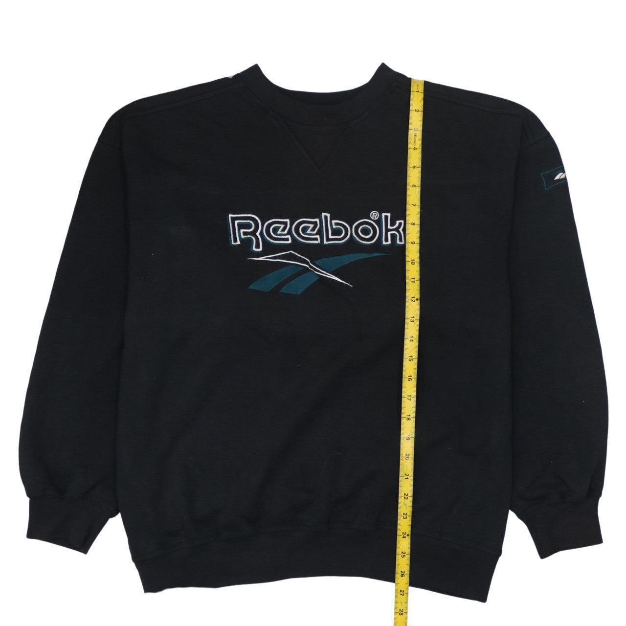 Reebok Mens XL Black Pullover Sweatshirt Vintage Logo Embroidered Sportswear