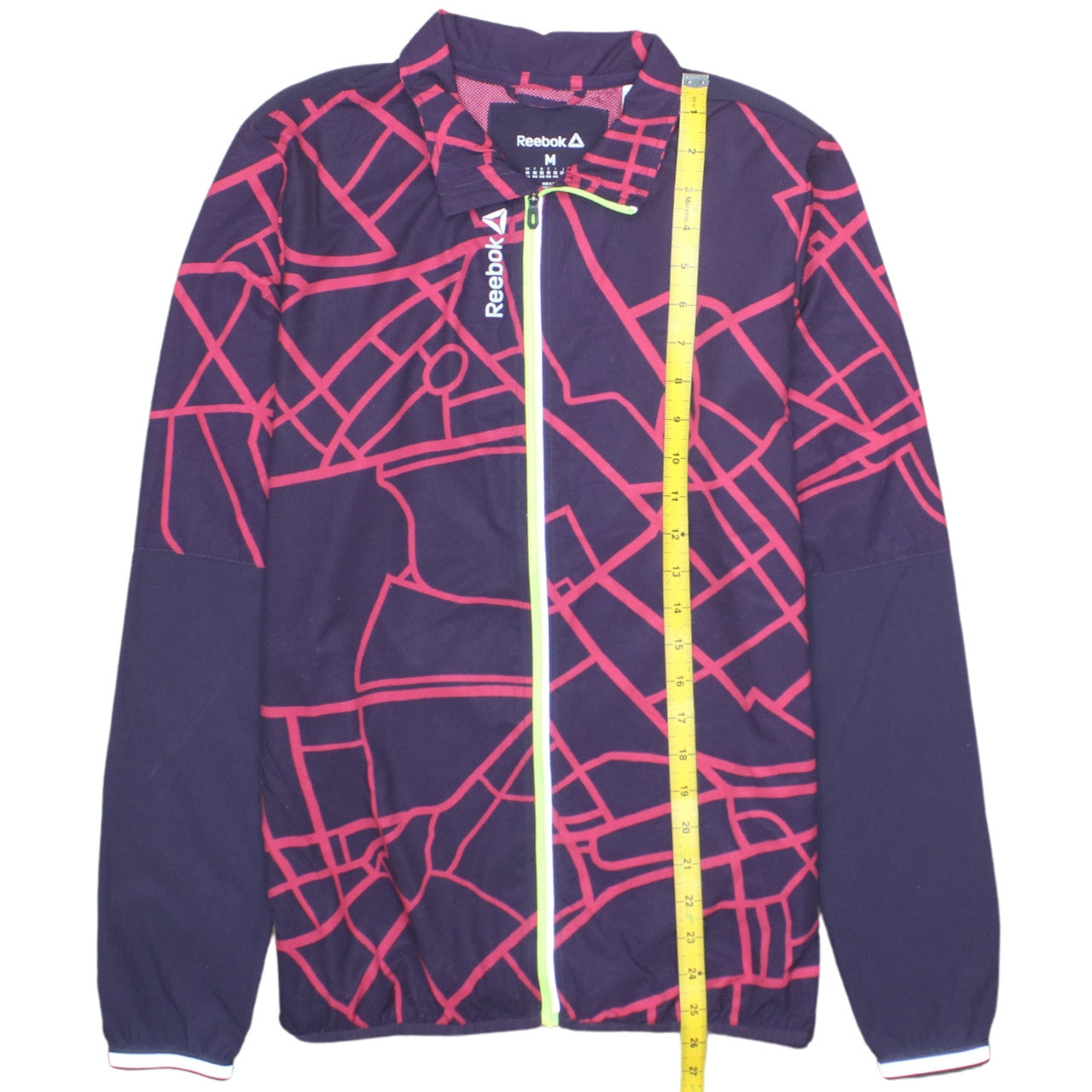 Reebok Womens Purple Geometric Track Jacket Size 12 Full Zip