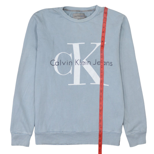 Calvin Klein Jeans Mens Blue Sweatshirt L Crew Neck Pullover Logo