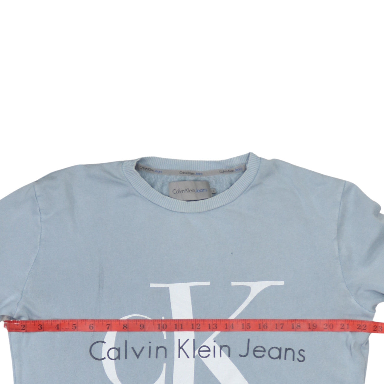 Calvin Klein Jeans Mens Blue Sweatshirt L Crew Neck Pullover Logo
