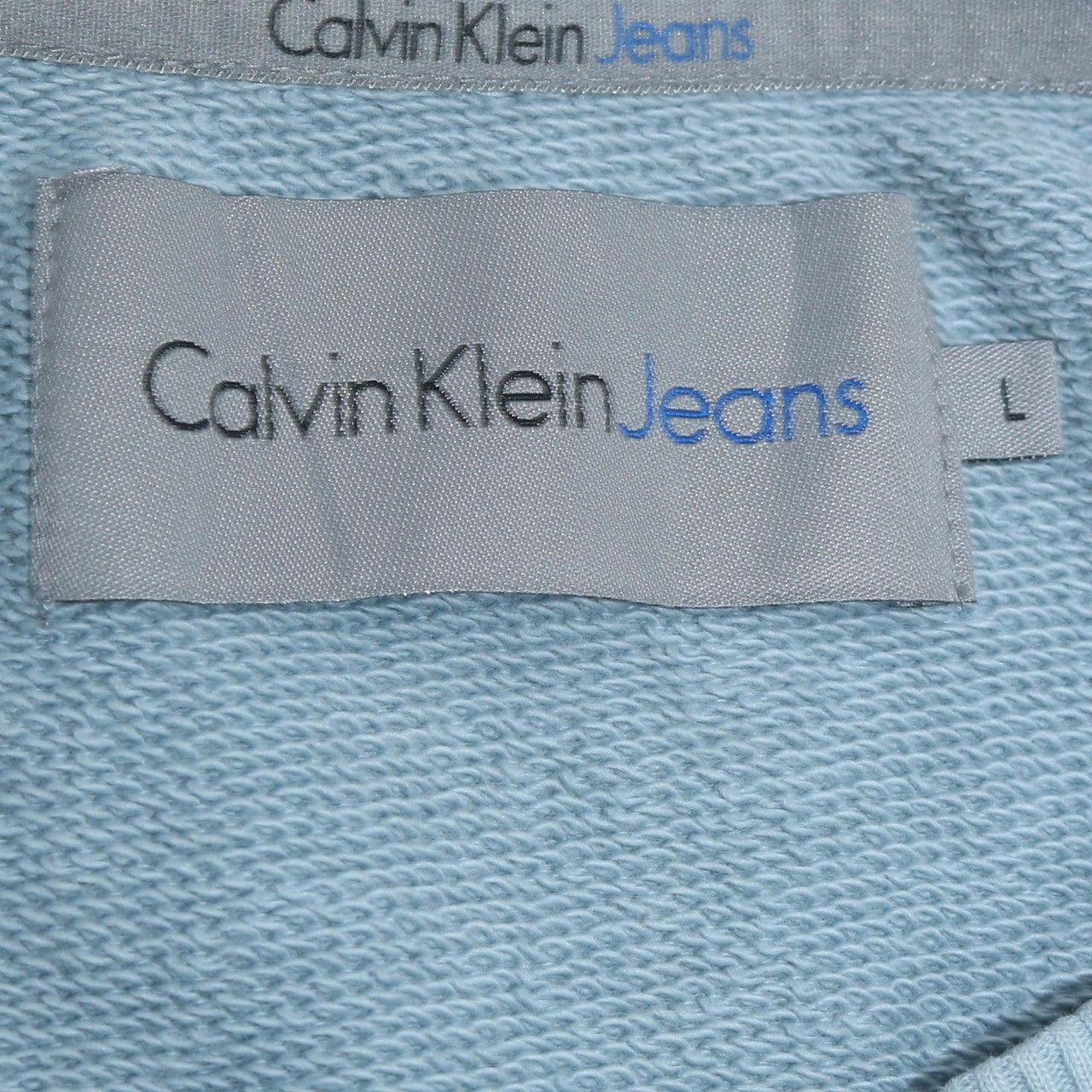 Calvin Klein Jeans Mens Blue Sweatshirt L Crew Neck Pullover Logo