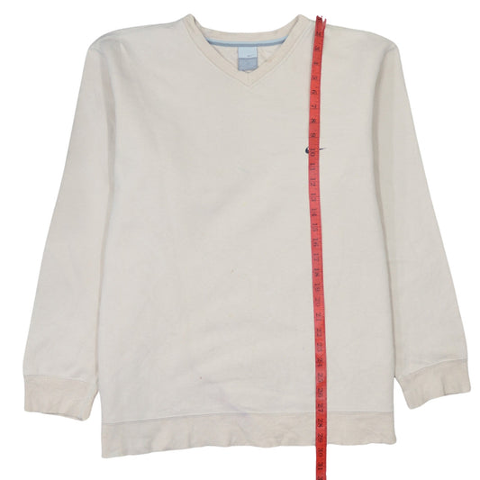 Nike Mens Beige V-Neck Pullover Sweatshirt Size L Logo Sportswear