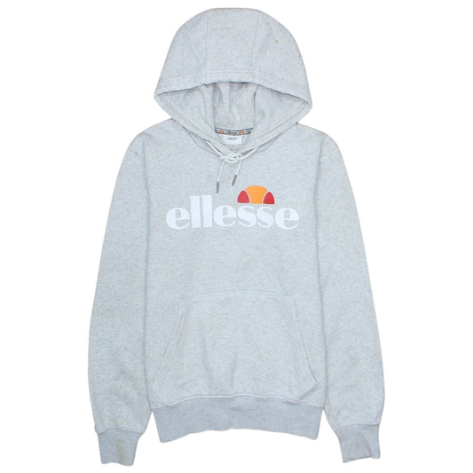 Ellesse Mens Grey Pullover Hoodie S Logo Print Hooded Sweatshirt