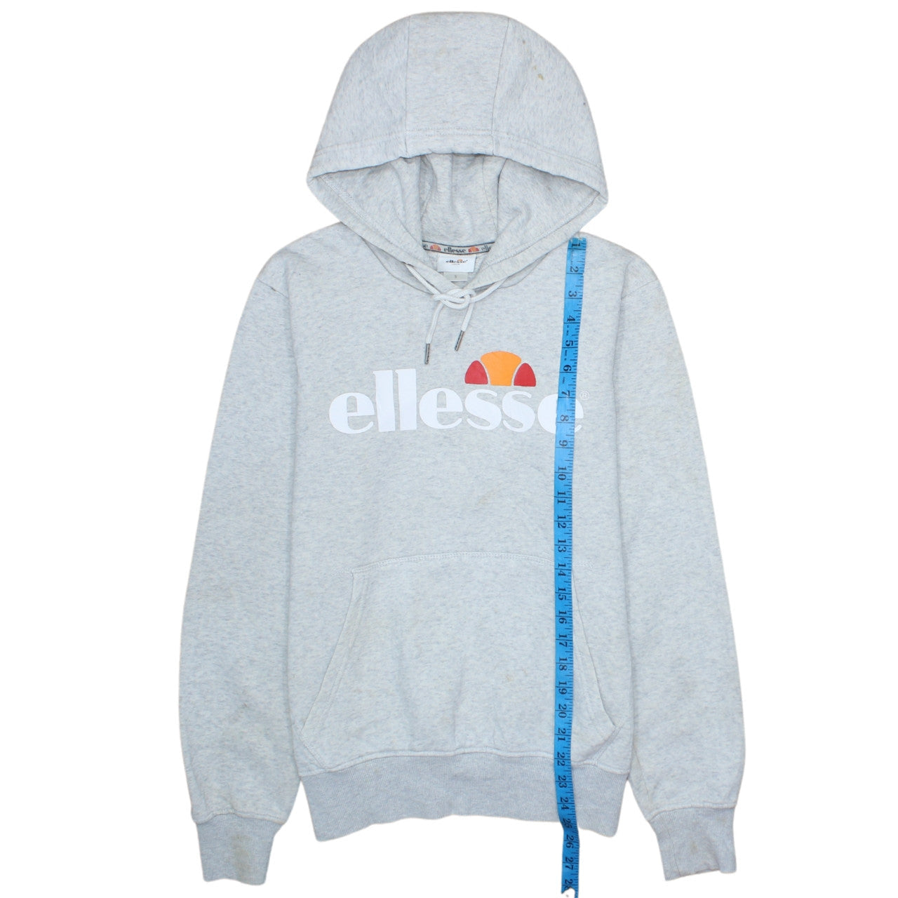 Ellesse Mens Grey Pullover Hoodie S Logo Print Hooded Sweatshirt