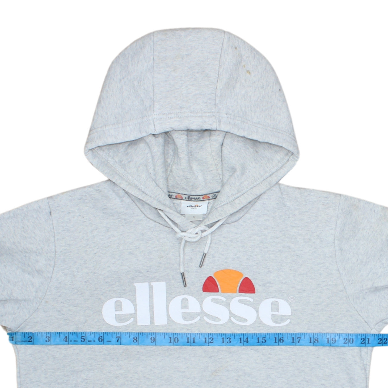 Ellesse Mens Grey Pullover Hoodie S Logo Print Hooded Sweatshirt