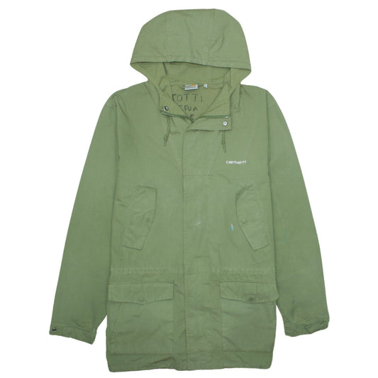 Carhartt Men’s Green Battle Parka Coat L Hooded Casual Outdoor Jacket