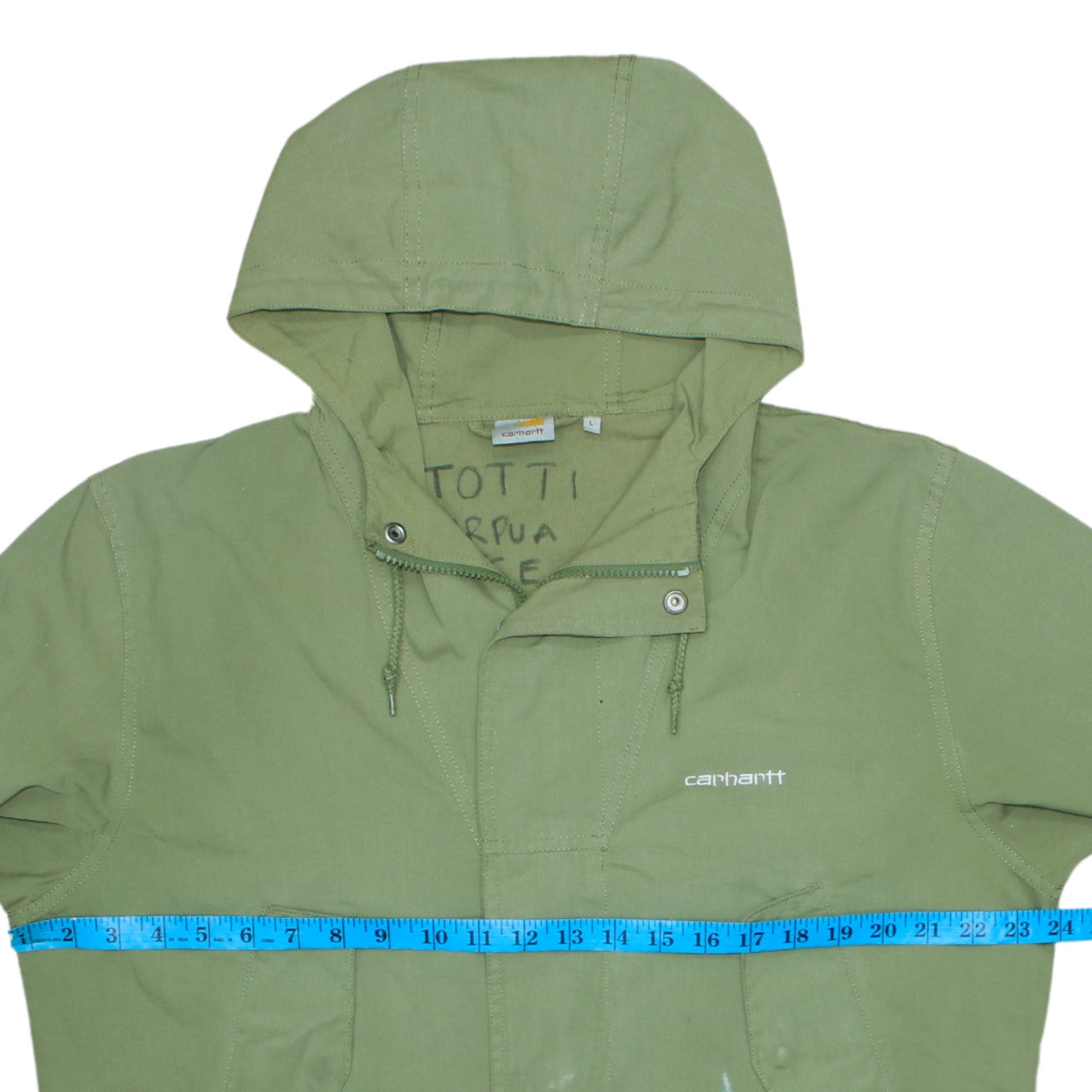 Carhartt Men’s Green Battle Parka Coat L Hooded Casual Outdoor Jacket