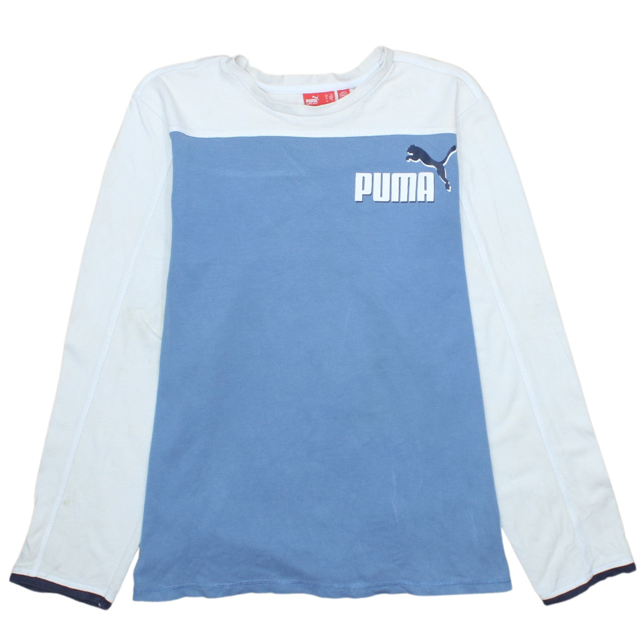 Puma Men's XL Blue Long Sleeve Crew Neck Cotton T-Shirt