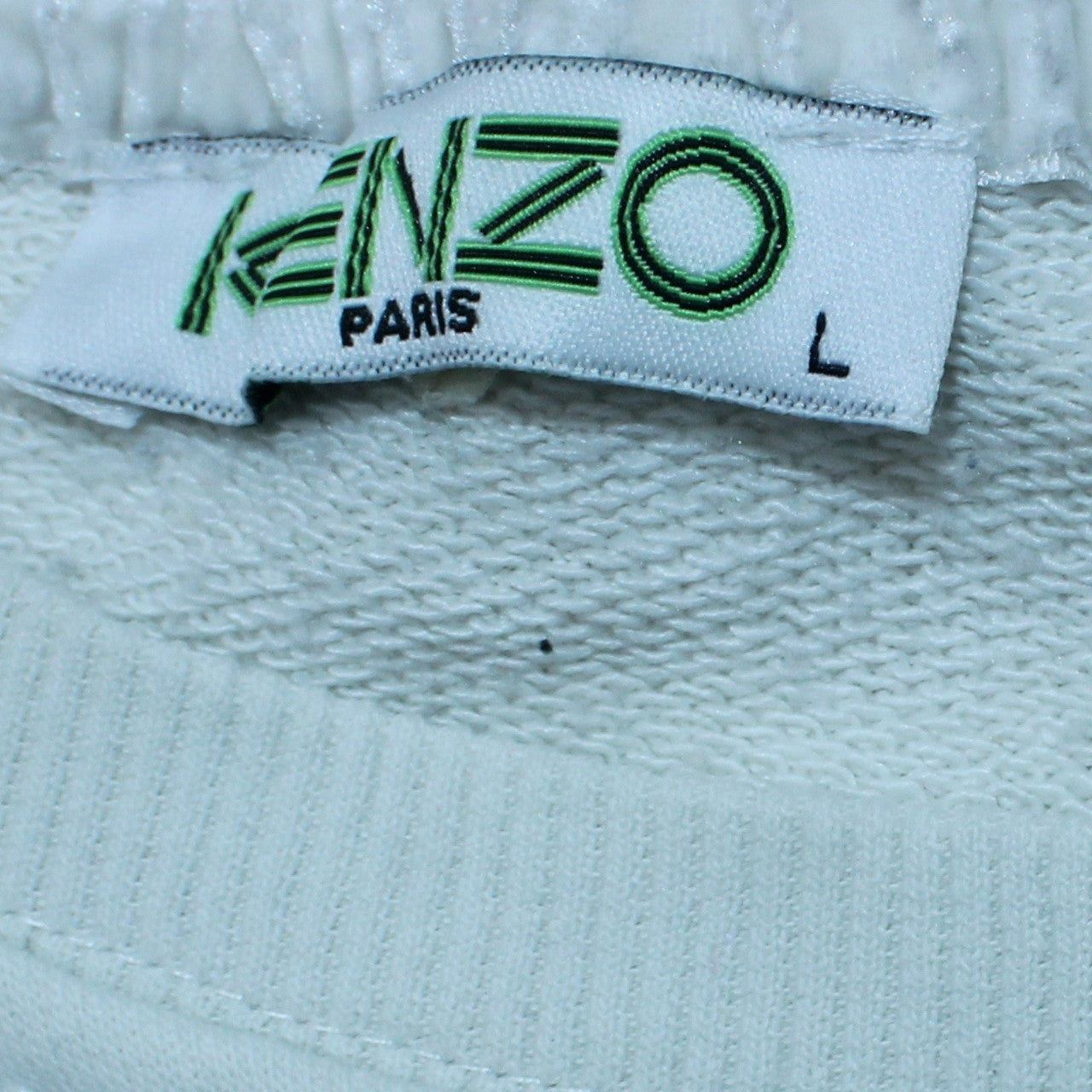 Kenzo Womens White Sweatshirt L Embroidered Tiger Logo Pullover