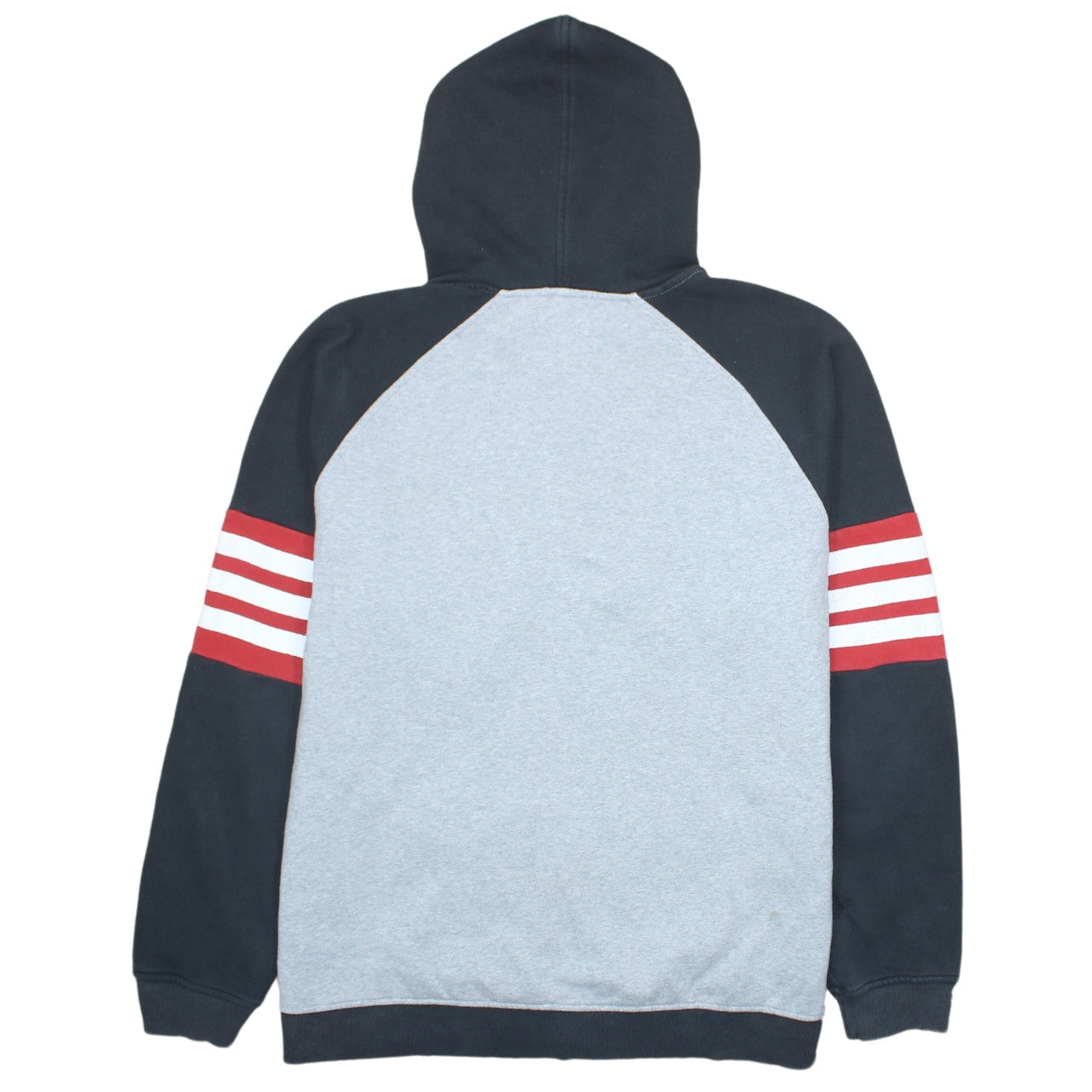 Adidas Mens XL Grey Black Red Full Zip Hoodie Sweatshirt Sportswear