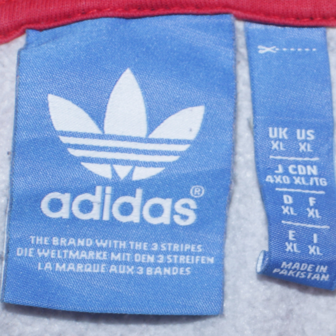 Adidas Mens XL Grey Black Red Full Zip Hoodie Sweatshirt Sportswear