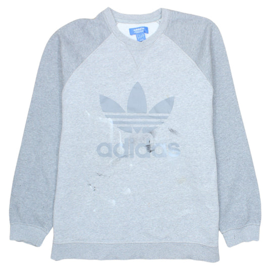 Adidas Men’s Grey Logo Sweatshirt L Pullover Crew Neck Sportswear