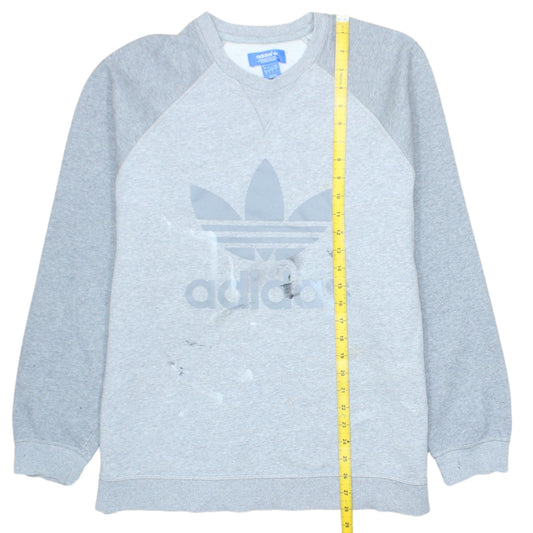 Adidas Men’s Grey Logo Sweatshirt L Pullover Crew Neck Sportswear