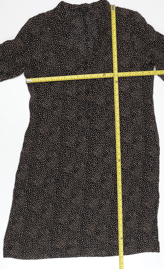 Jaeger Women’s Black Polka Dot Shirt Dress Size 14 Viscose Workwear