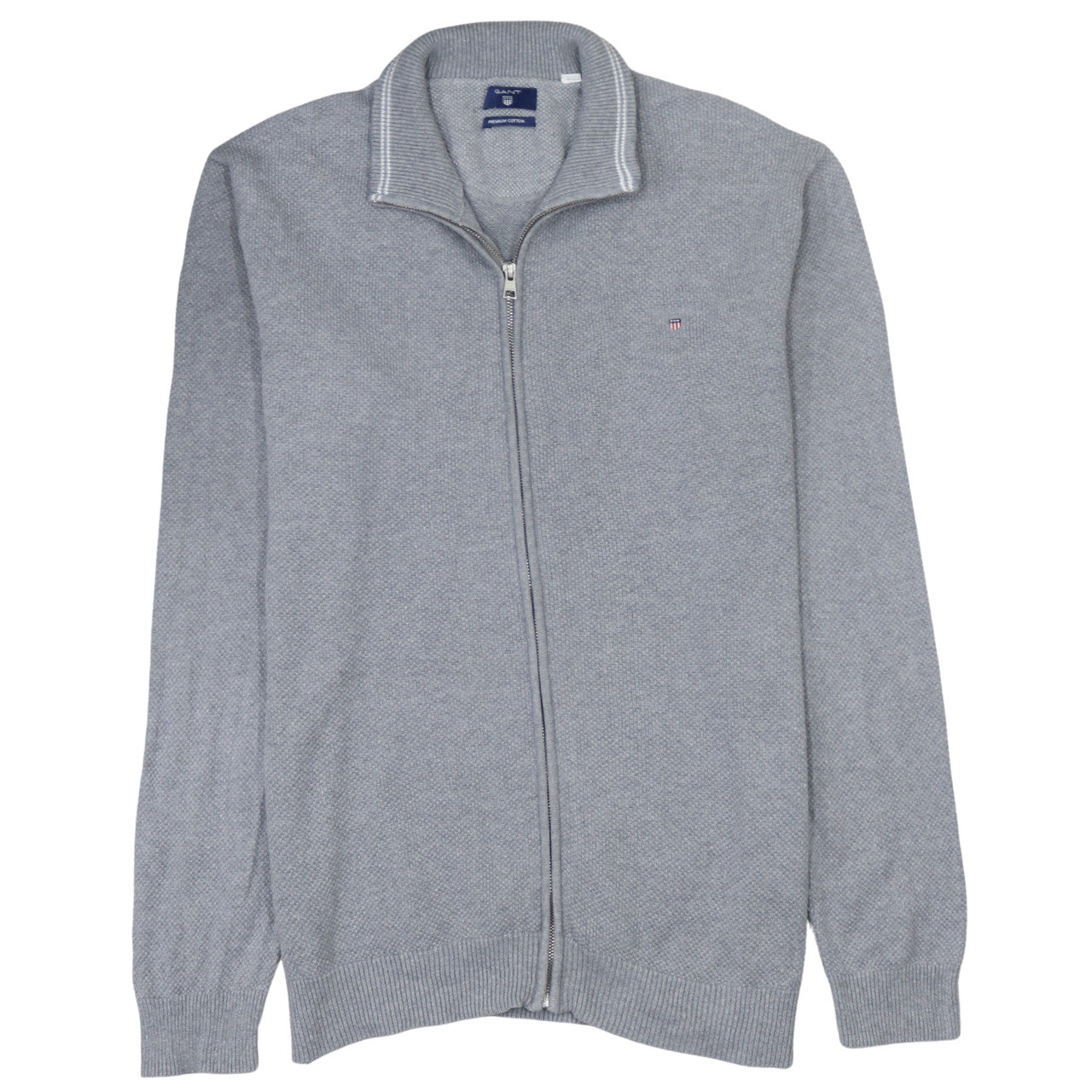 Gant Men’s Grey Full Zip Cotton Jumper Sweater M